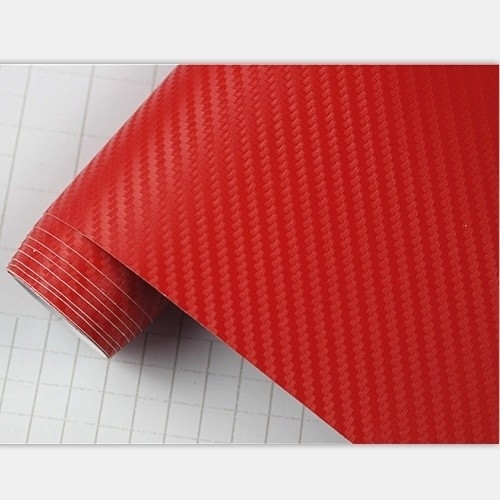 A prueba de agua Sí 5.5 pulgadas Color rojo Decorativo de automóviles Película de vinilo 3D Fibra de carbono 1.52X30m
